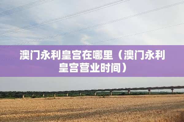 澳门永利皇宫在哪里（澳门永利皇宫营业时间）