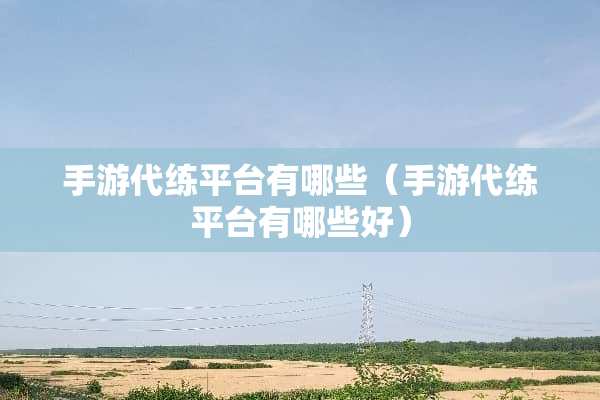 手游代练平台有哪些（手游代练平台有哪些好）