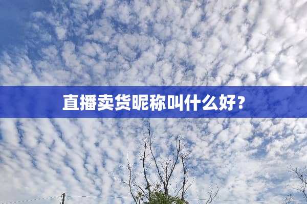 直播卖货昵称叫什么好？