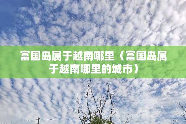 富国岛属于越南哪里（富国岛属于越南哪里的城市）