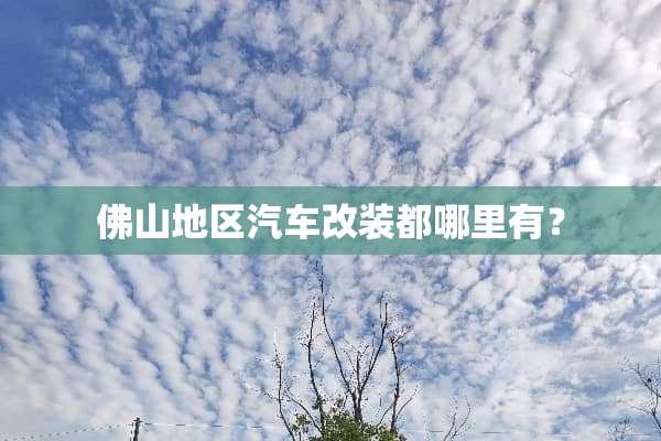 佛山地区汽车改装都哪里有？