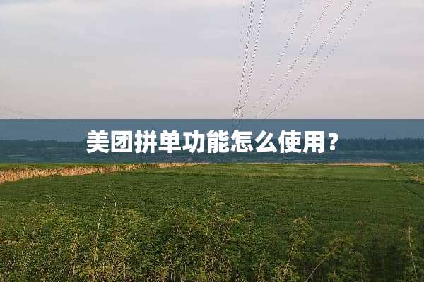 美团拼单功能怎么使用？