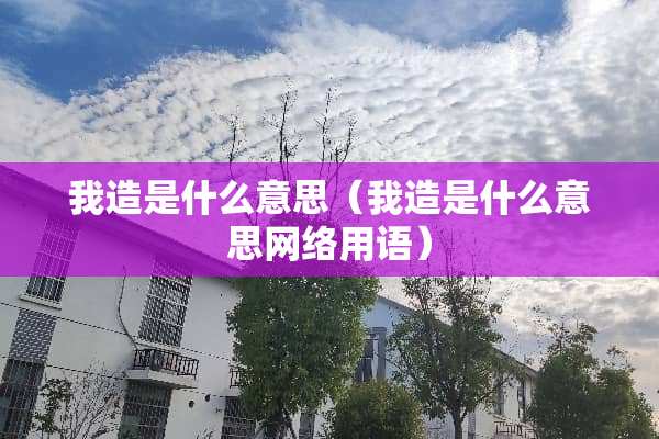 我造是什么意思（我造是什么意思网络用语）