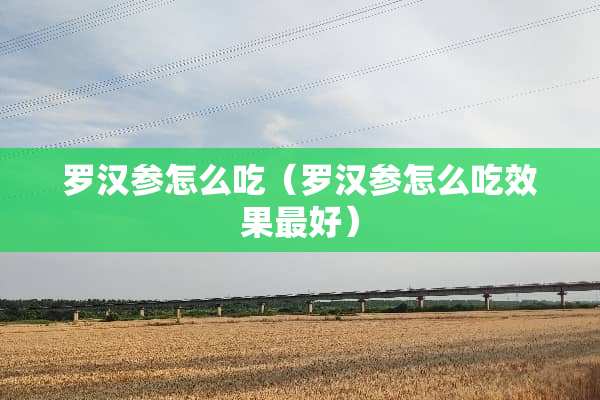 罗汉参怎么吃（罗汉参怎么吃效果最好）