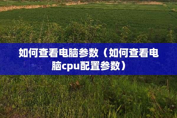 如何查看电脑参数（如何查看电脑cpu配置参数）