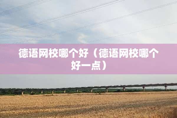 德语网校哪个好（德语网校哪个好一点）