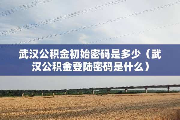 武汉公积金初始密码是多少（武汉公积金**密码是什么）