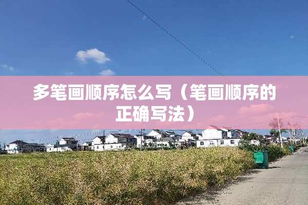 多笔画顺序怎么写（笔画顺序的正确写法）