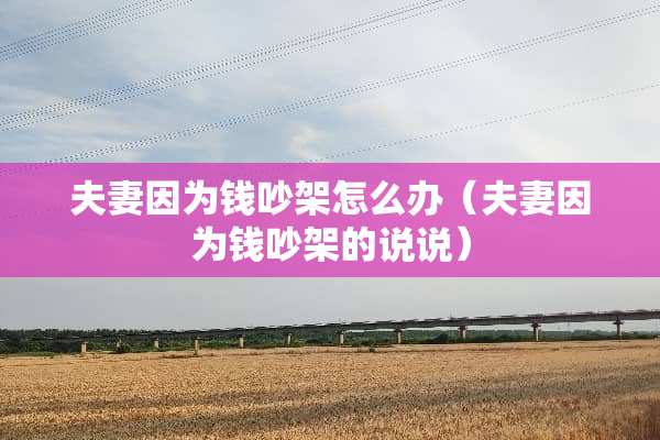 夫妻因为钱吵架怎么办（夫妻因为钱吵架的说说）