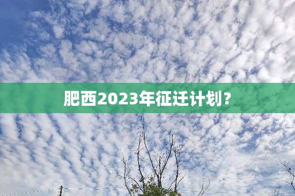 肥西2023年征迁计划？