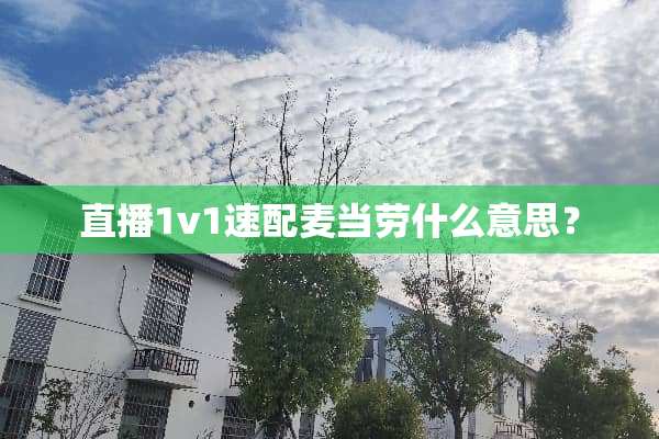 直播1v1速配麦当劳什么意思？