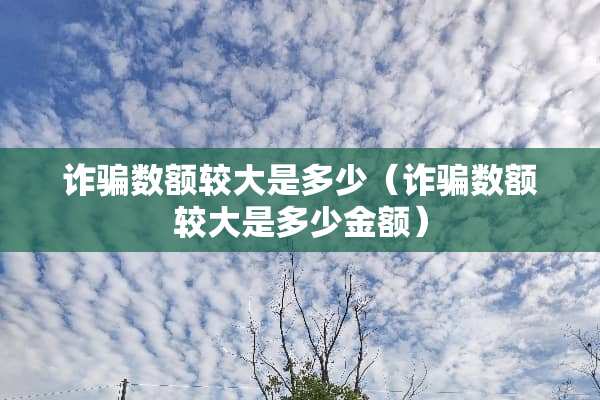 **数额较大是多少（**数额较大是多少金额）