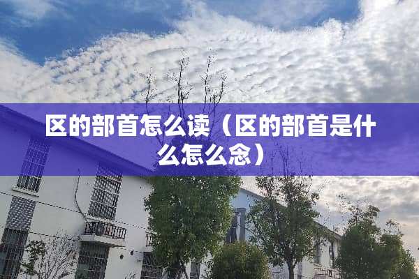 区的部首怎么读（区的部首是什么怎么念）