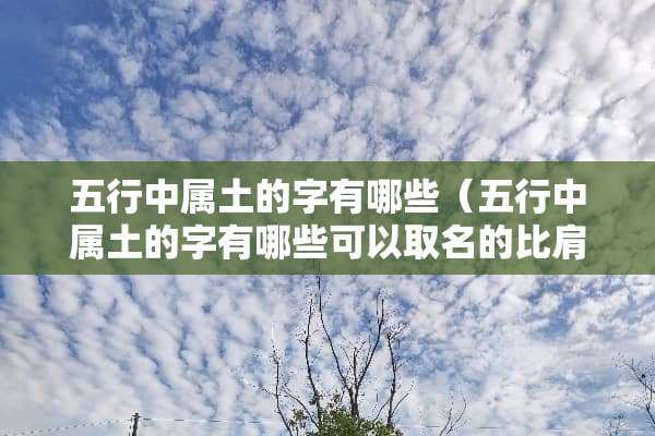 五行中属土的字有哪些（五行中属土的字有哪些可以取名的比肩夺财）