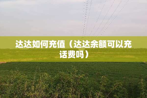 达达如何充值（达达余额可以充话费吗）