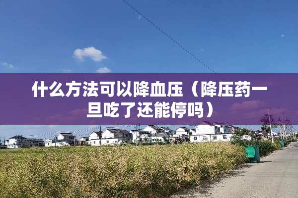 什么方法可以降血压（降压药一旦吃了还能停吗）