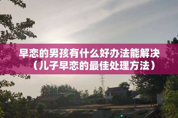 早恋的男孩有什么好办法能解决（儿子早恋的最佳处理方法）