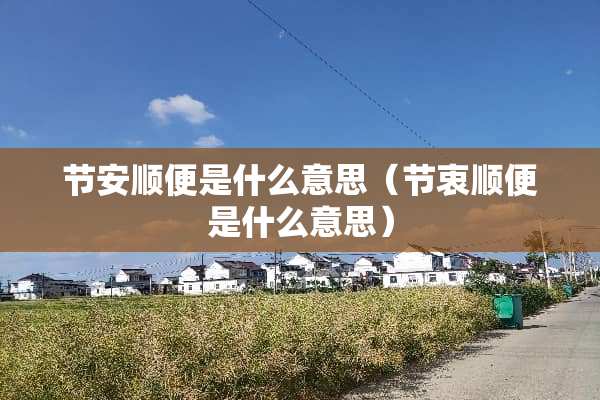 节安顺便是什么意思（节衷顺便是什么意思）