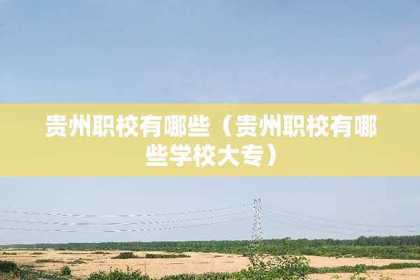 贵州职校有哪些（贵州职校有哪些学校大专）
