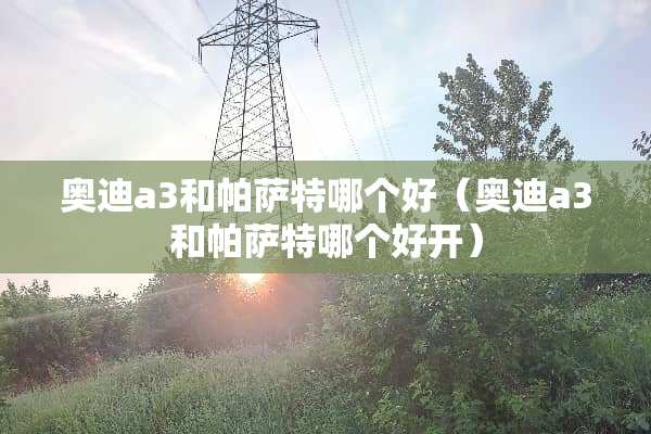 奥迪a3和***哪个好（奥迪a3和***哪个好开）