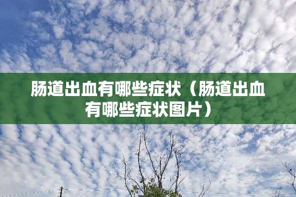 肠道出血有哪些症状（肠道出血有哪些症状图片）