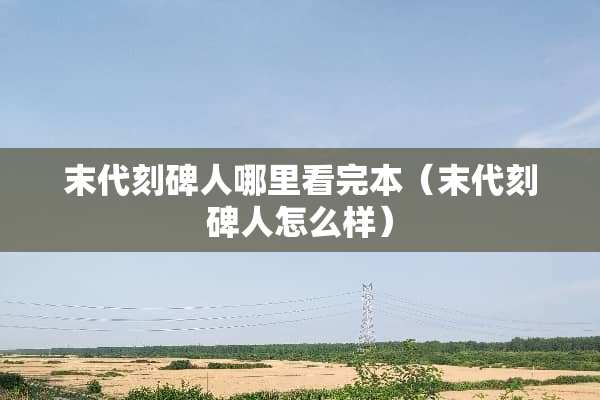末代刻碑人哪里看完本（末代刻碑人怎么样）