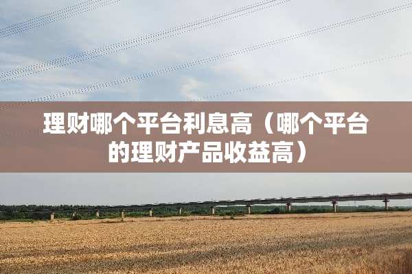 理财哪个平台利息高（哪个平台的理财产品收益高）