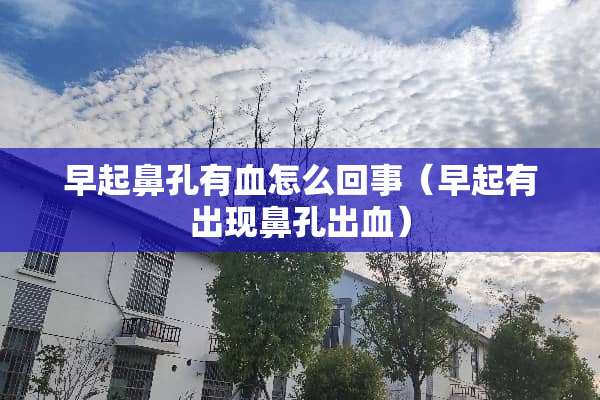 早起鼻孔有血怎么回事（早起有出现鼻孔出血）