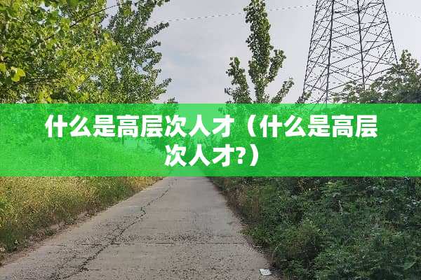 什么是高层次人才（什么是高层次人才?）