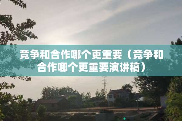 竞争和合作哪个更重要（竞争和合作哪个更重要演讲稿）