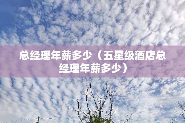 总经理年薪多少（五星级酒店总经理年薪多少）