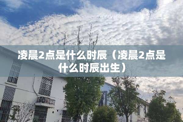 凌晨2点是什么时辰（凌晨2点是什么时辰出生）