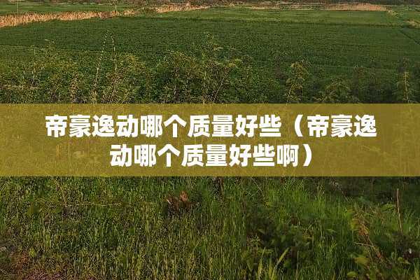 帝豪逸动哪个质量好些（帝豪逸动哪个质量好些啊）
