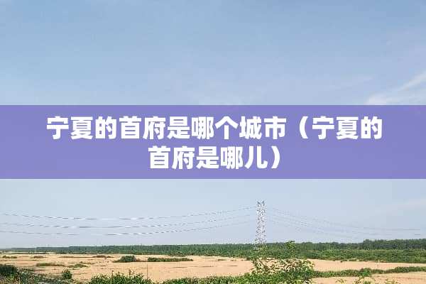 宁夏的首府是哪个城市（宁夏的首府是哪儿）