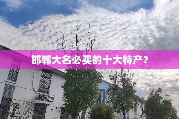 邯郸大名必买的十大特产？