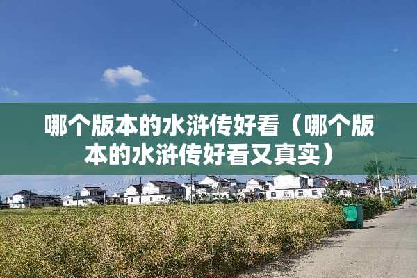 哪个版本的水浒传好看（哪个版本的水浒传好看又真实）
