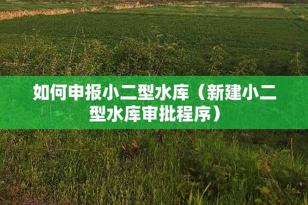 如何申报小二型水库（新建小二型水库审批程序）