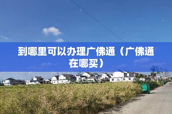 到哪里可以办理广佛通（广佛通在哪买）