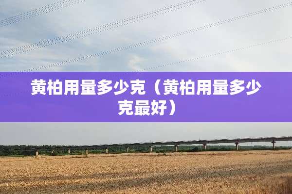 黄柏用量多少克（黄柏用量多少克最好）