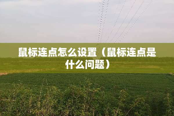 鼠标连点怎么设置（鼠标连点是什么问题）