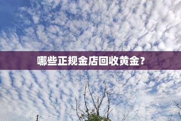 哪些正规金店回收黄金？