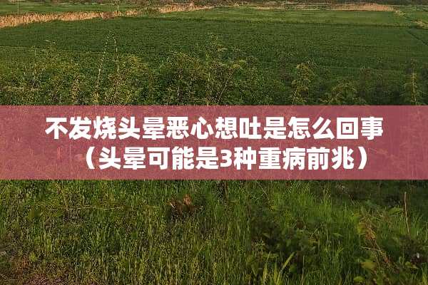 不发烧头晕恶心想吐是怎么回事（头晕可能是3种重病前兆）