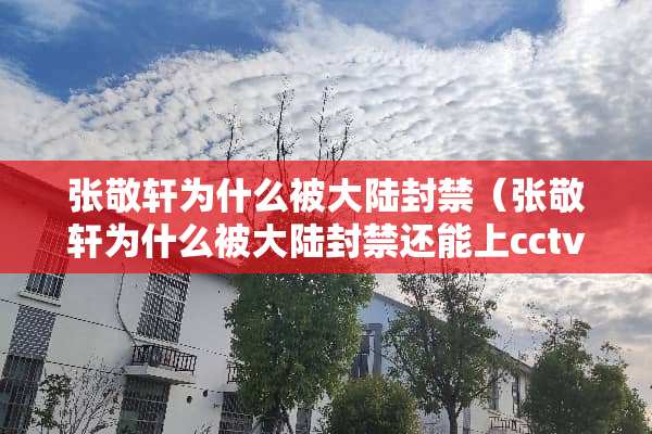张敬轩为什么被大陆封禁（张敬轩为什么被大陆封禁还能上cctv）