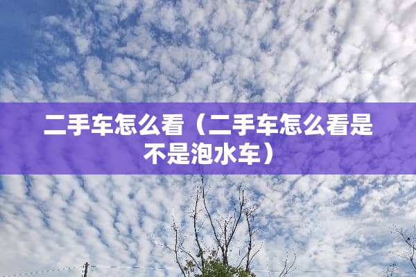 二手车怎么看（二手车怎么看是不是泡水车）