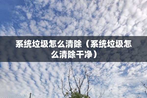 系统垃圾怎么清除（系统垃圾怎么清除干净）