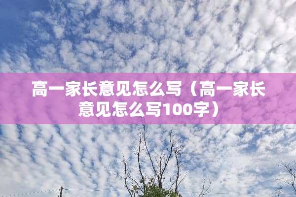 高一家长意见怎么写（高一家长意见怎么写100字）