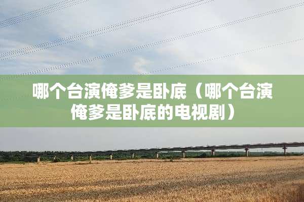 哪个台演俺爹是**（哪个台演俺爹是**的电视剧）