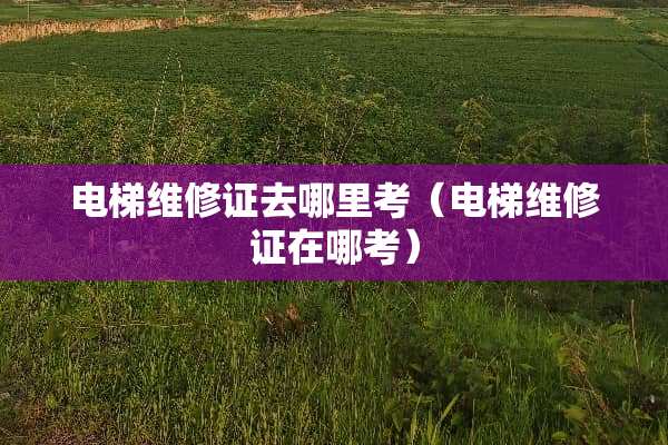 电梯维修证去哪里考（电梯维修证在哪考）