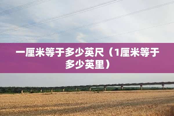 一厘米等于多少英尺（1厘米等于多少英里）