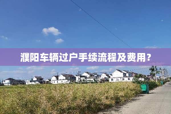 濮阳车辆过户手续流程及费用？
